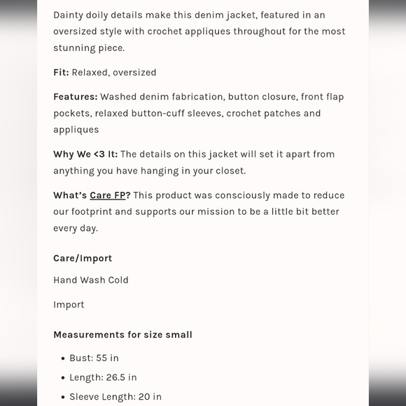 Free people STUNNING 😍 Crochet and denim jacket Staple piece!! ✨️ - Picture 5 of 8